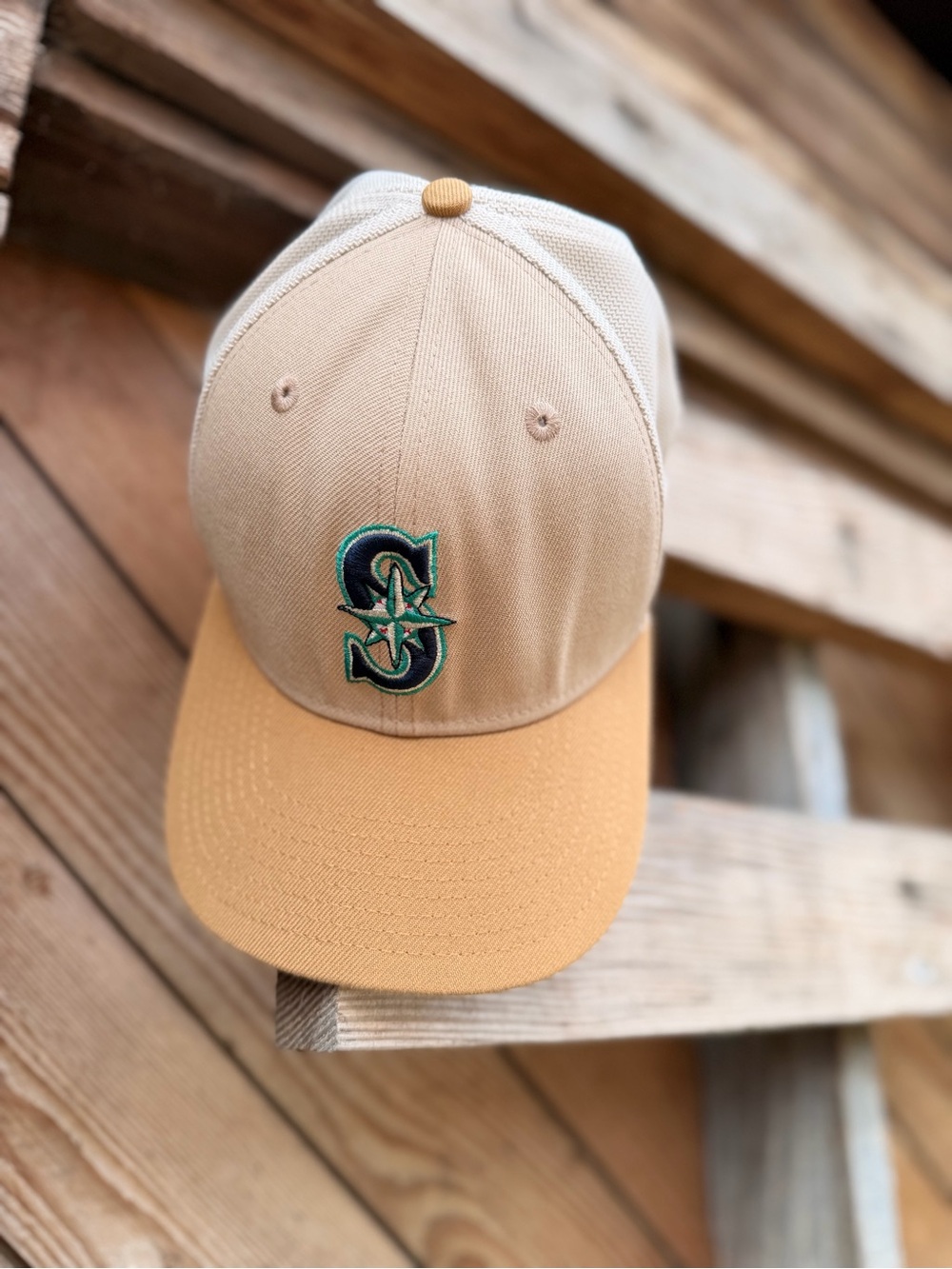 NWOT New Era Two-Tone Trucker Cap in Black and Tan